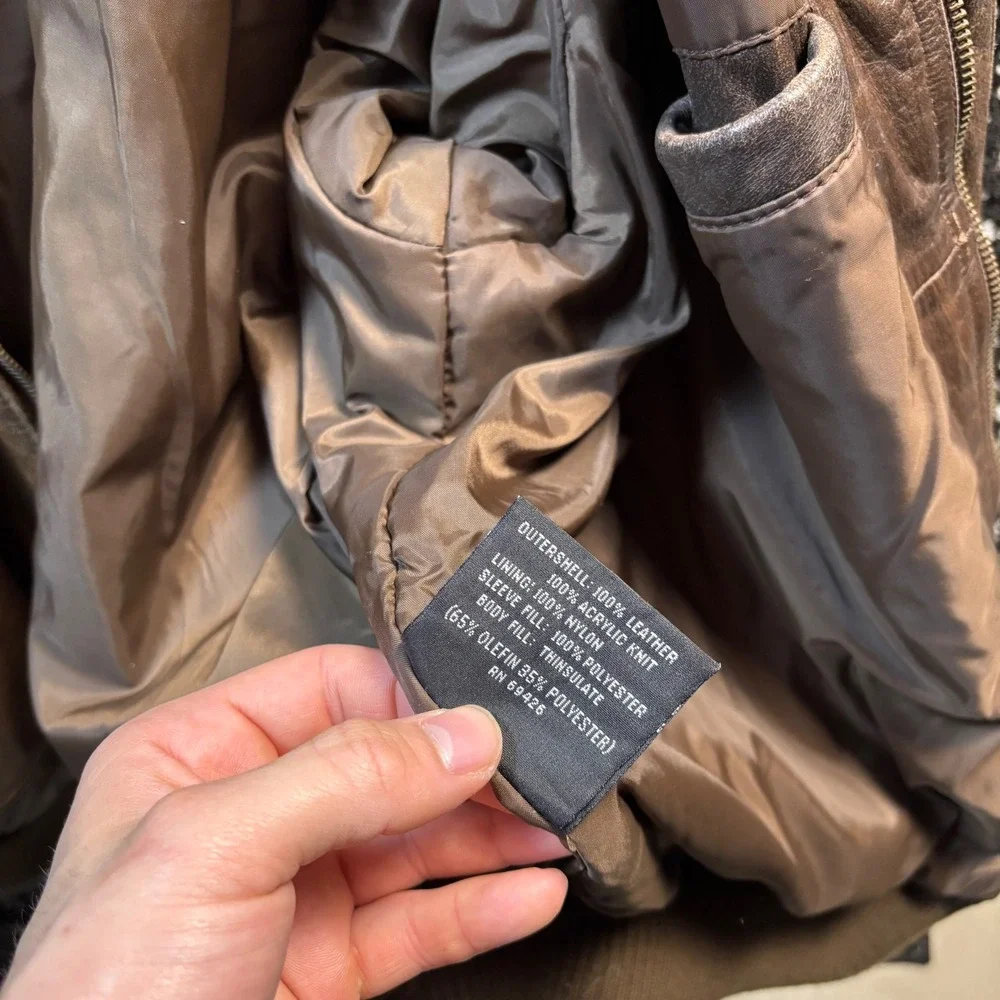 Wilsons Adventure Bound Leather Bomber Jacket Brown Thinsulate XXLT Aviator - Picture 5 of 7